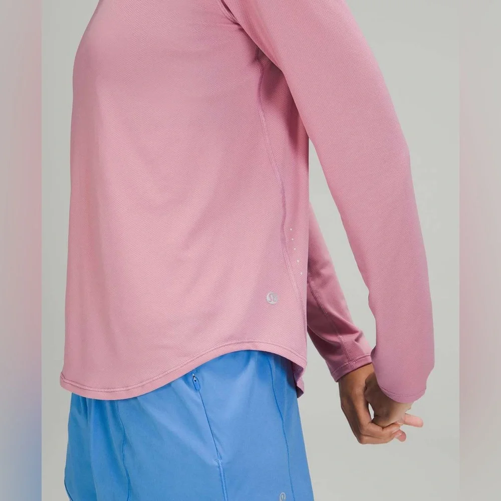 Lululemon Pink Taupe Running Training Crewneck Long Sleeve Shirt Lightweight
